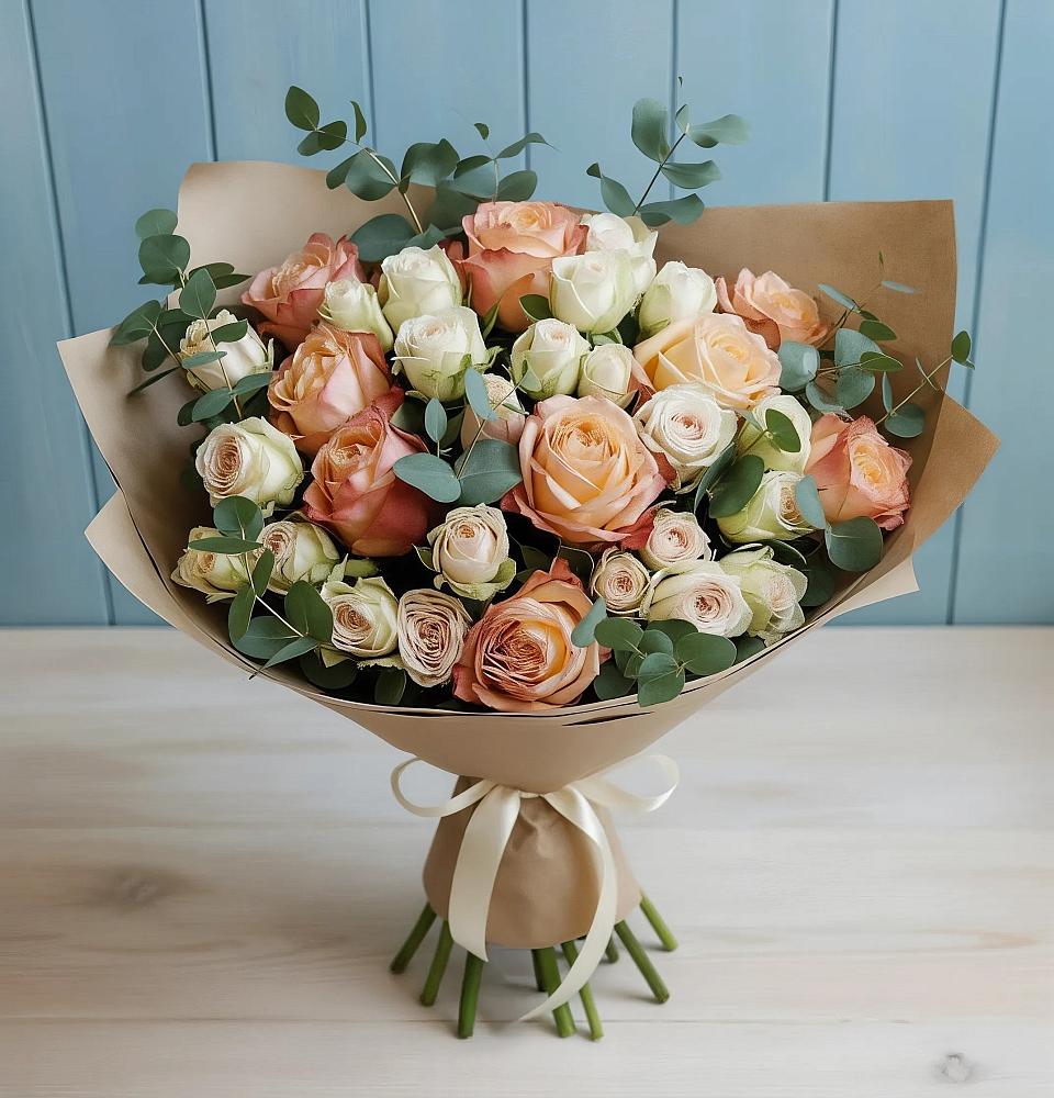 Букет цветов из: Альстромерии и Розы в Купино