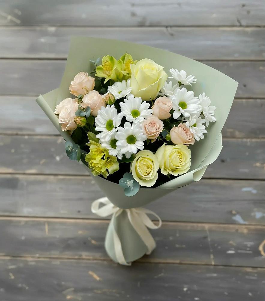 Букет цветов из: Альстромерии, Розы и Хризантемы в Купино