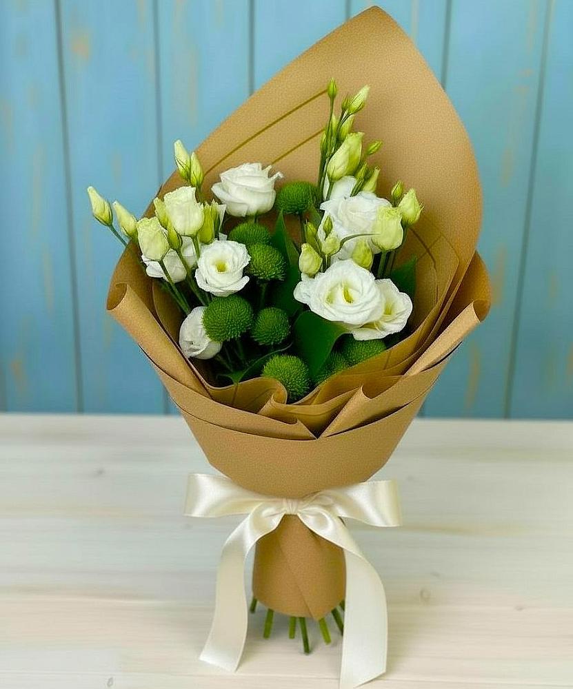 Букет цветов из: Хризантемы и Лизиантусы в Купино