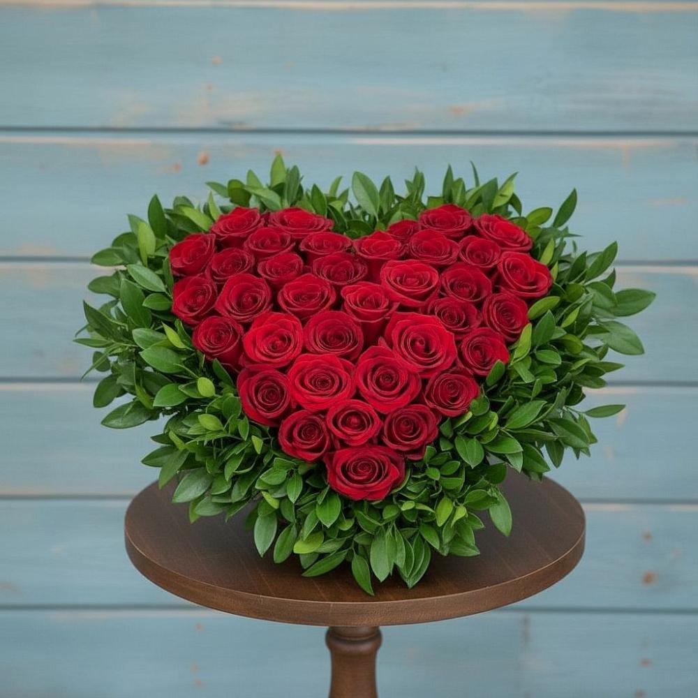 Цветочная композиция из Розы в виде сердца в Купино