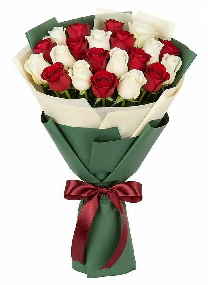 Букет Микс из красных и белых роз в Купино