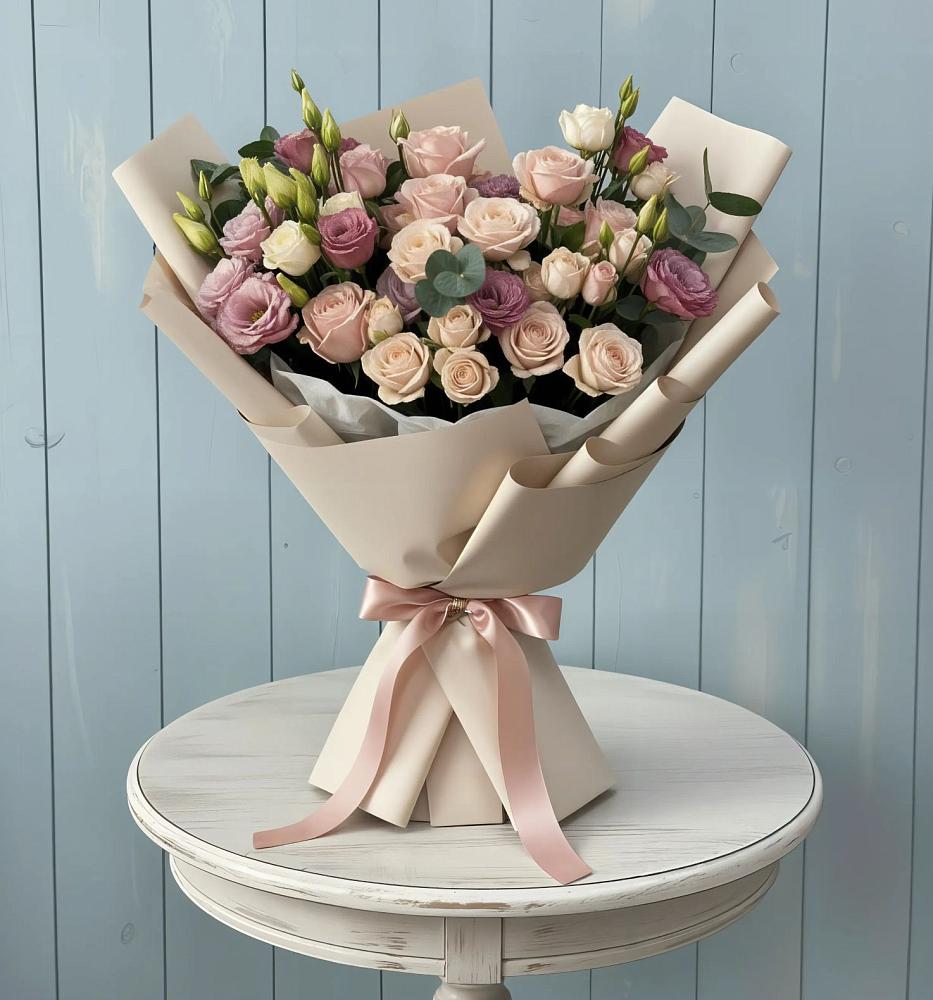 Букет цветов из: Розы и Лизиантусы в Купино