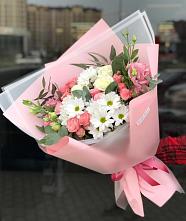 Букет цветов из:  Розы, Лизиантусы и Хризантемы в Купино
