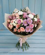 Букет цветов из:  Хризантемы, Розы и Альстромерии в Купино