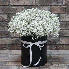 Цветочная композиция из Гипсофила в шляпной коробке в Купино