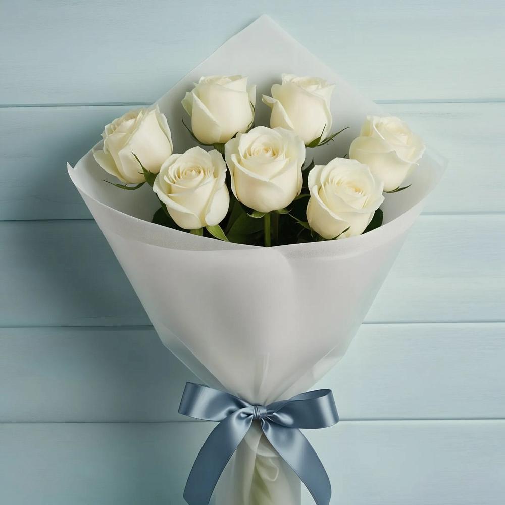 Букет 7 Белых роз Эдлесс Лав в Купино