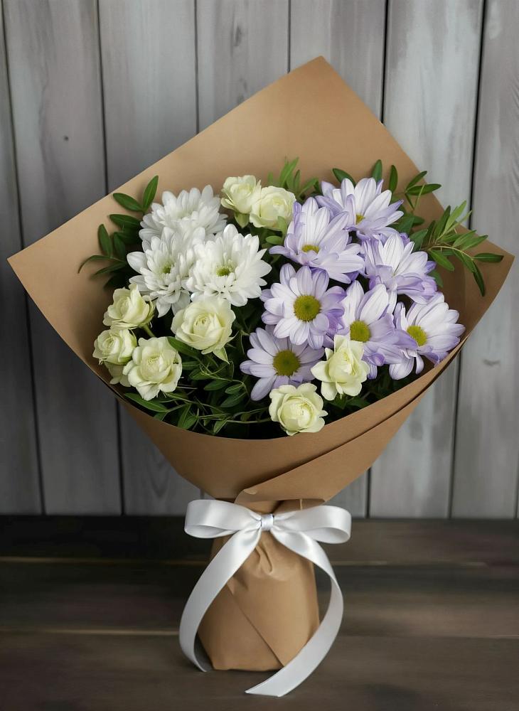 Букет цветов из: Хризантемы и Розы в Купино